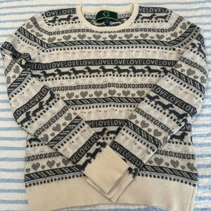 C Wonder Dachshund Print Heart Sweater size small